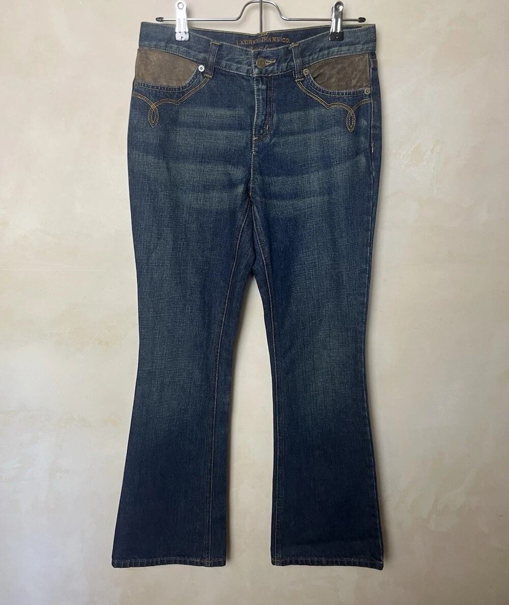 Vtg Lauren Jeans Co Ralph Lauren Suede Leather Pocket Western Bootcut Jeans 4P